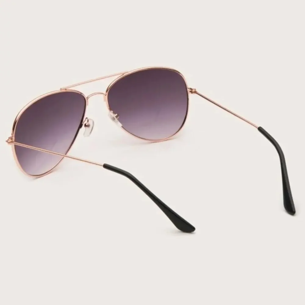 Aviator Sunglasses Gold Frame Purple Lenses for Men Women Case Included